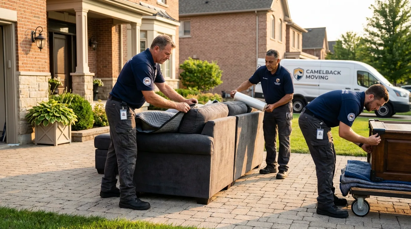 Large estate moving crew wrapping furniture in Orfordville, WI